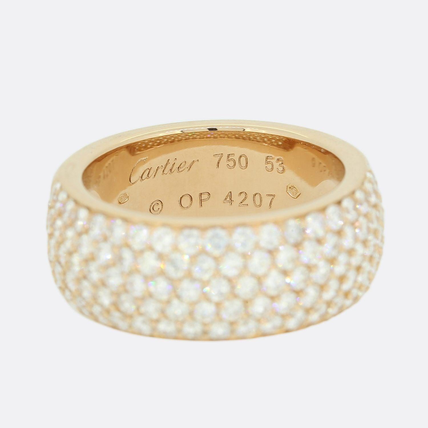 Women's or Men's Cartier Pavé 2.00 Carat Diamond Half Band Ring Size M (53) For Sale