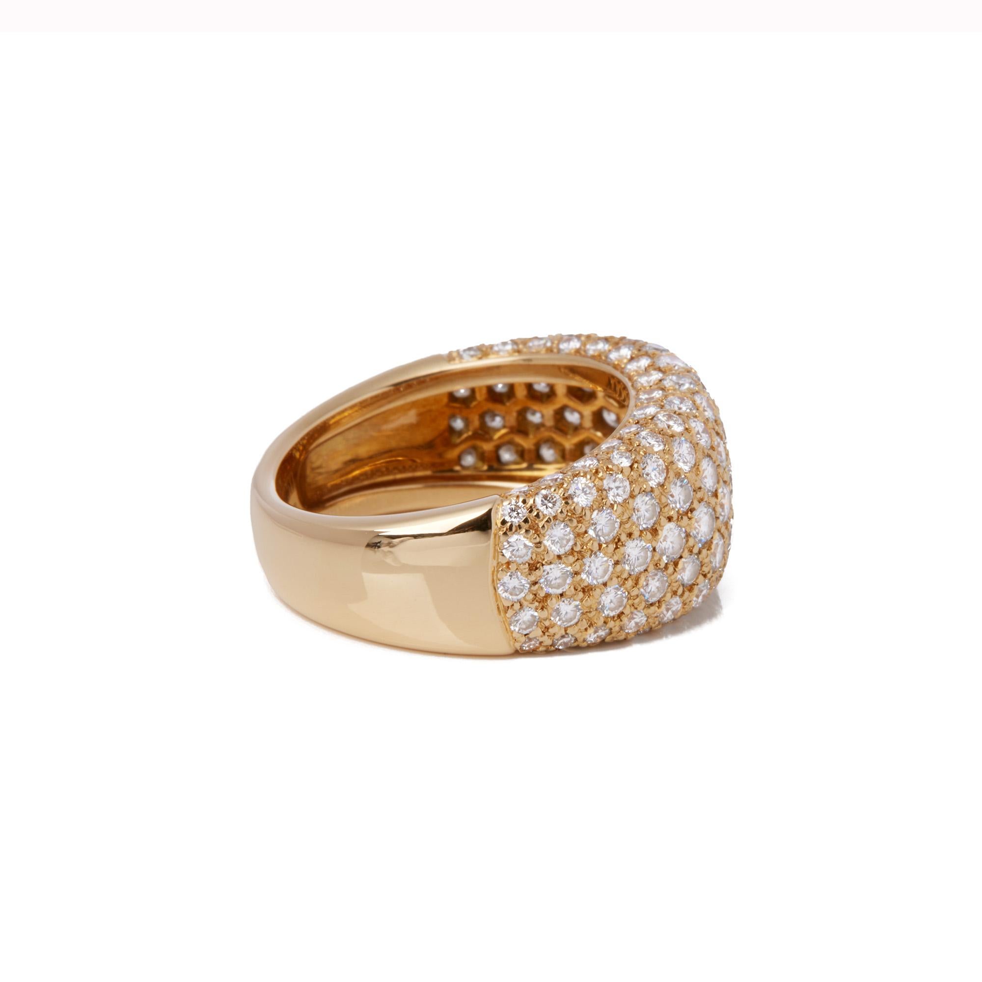 Contemporary Cartier Pave Diamond 18ct Yellow Gold Bombe Style Ring For Sale