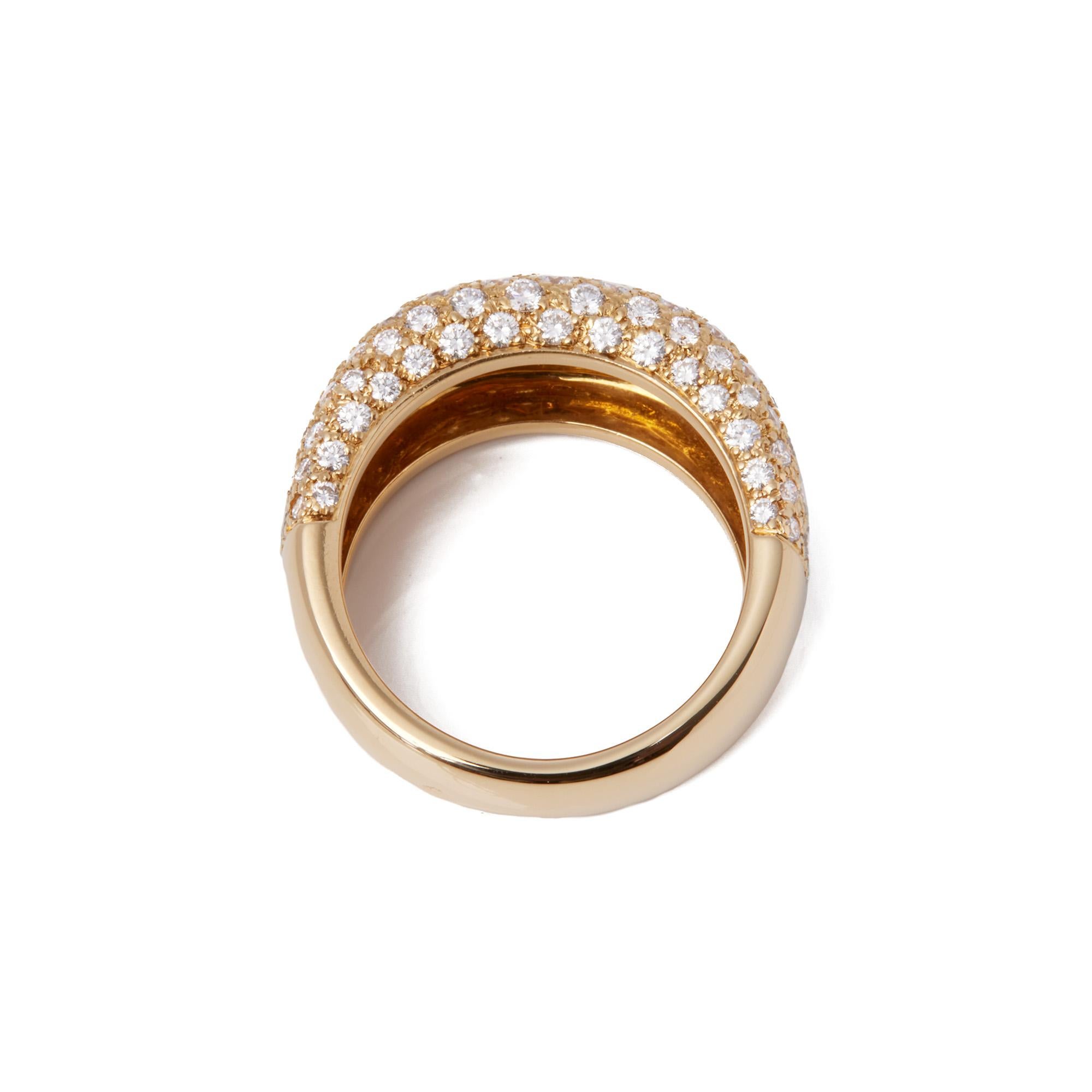 Cartier Pave Diamond 18ct Yellow Gold Bombe Style Ring In Excellent Condition For Sale In Bishop's Stortford, Hertfordshire