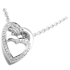 Cartier Pave Diamond 18 Karat Gold Heart Ladies Pendant Necklace 0.25 Carat