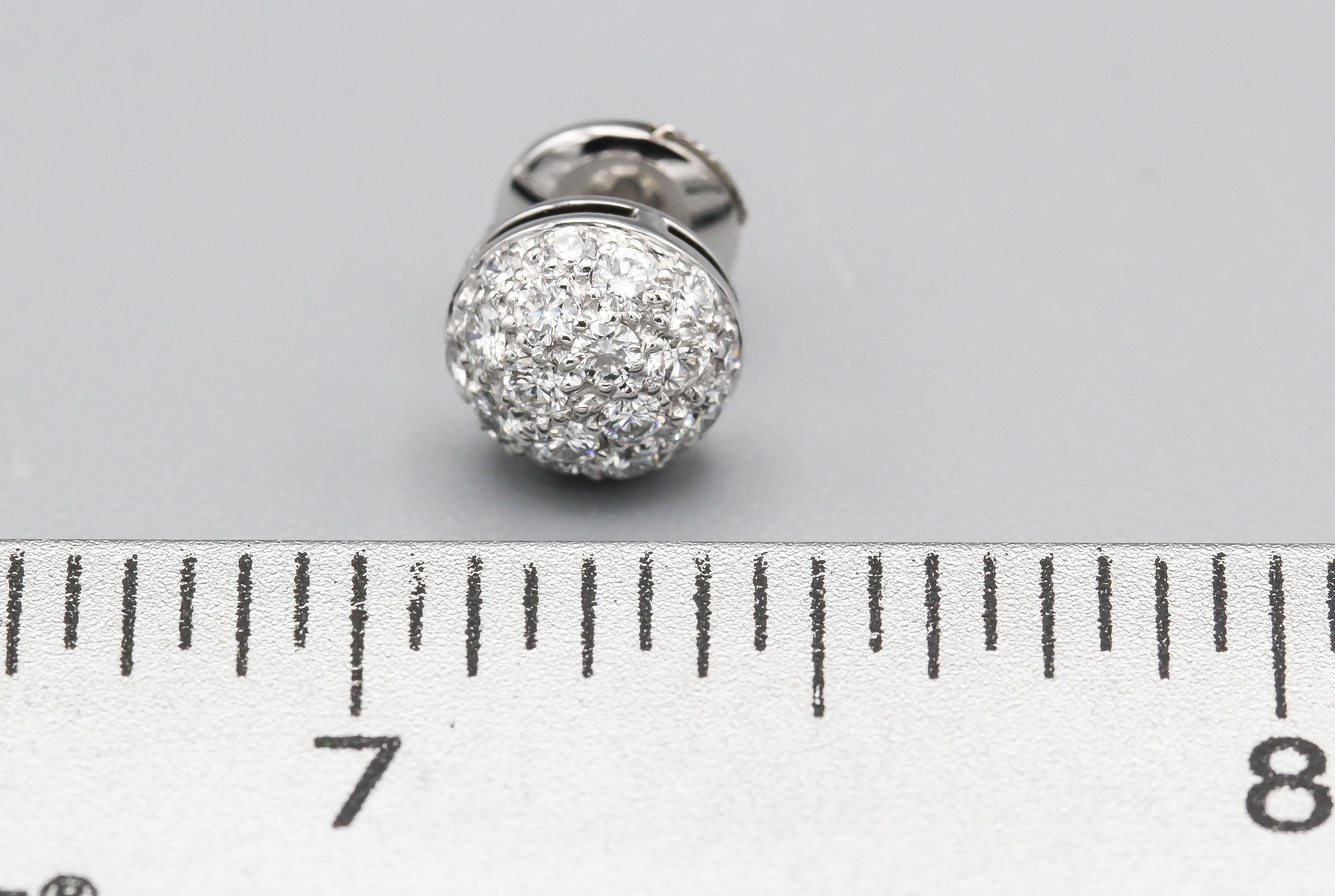 Cartier Pave Diamond 18 Karat White Gold Dome Earrings Studs For Sale 1