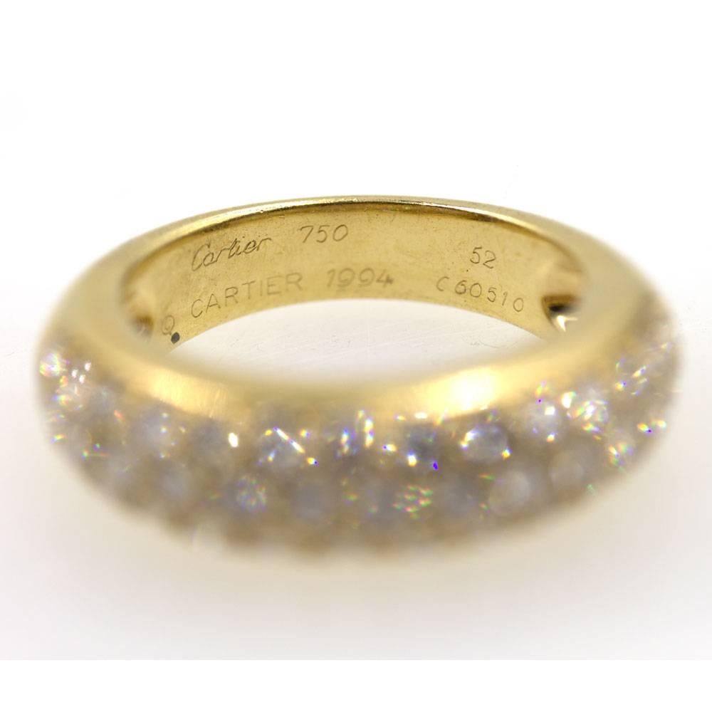 Modern Cartier Pave Diamond 18 Karat Yellow Gold Wedding Band Ring