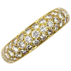 Vintage Cartier Pave Diamond 18 Karat Yellow Gold Wedding Band Ring