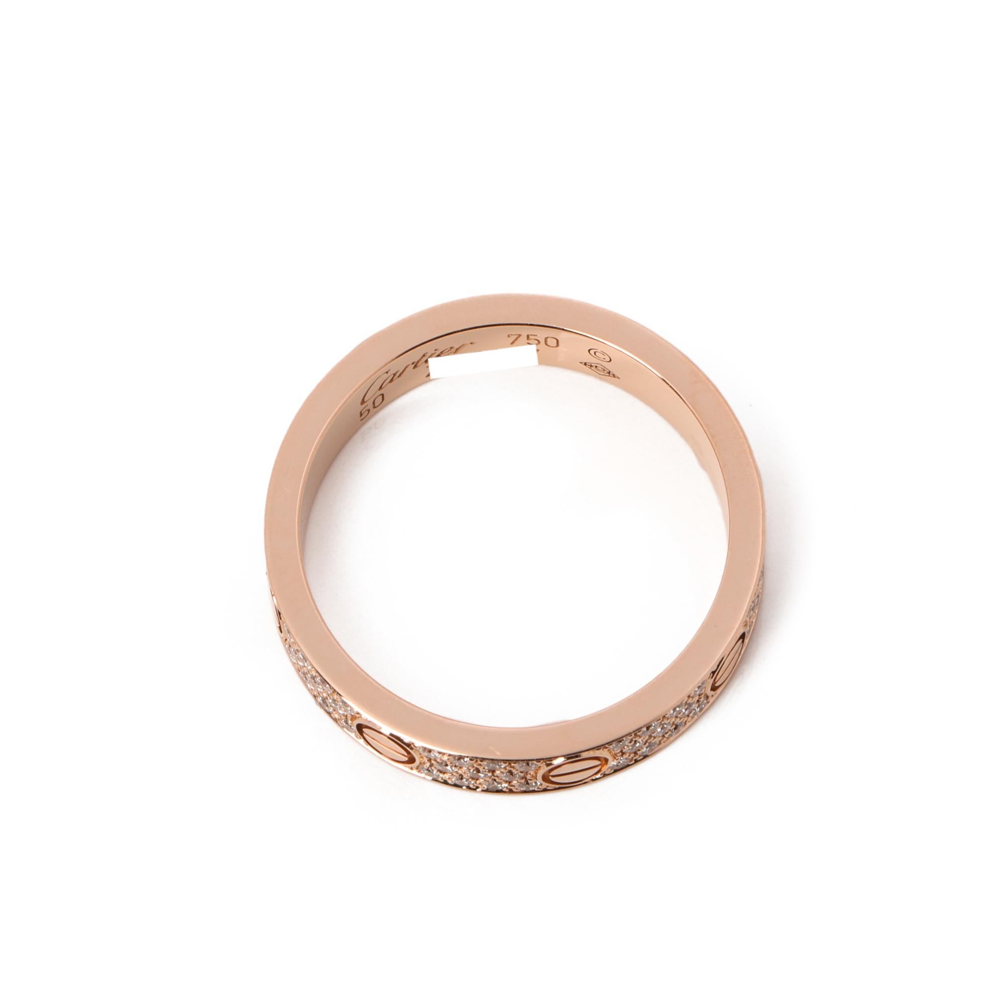 Cartier Pave Diamond 18ct Rose Gold Alianza de Amor Mediana Contemporáneo en venta