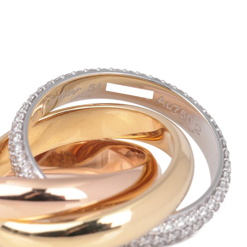 Contemporaneo Cartier Pave Diamond Anello Trinity in oro bianco, giallo e rosa 18 ct. in vendita