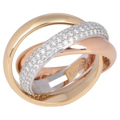 Cartier Pave Diamond 18ct White, Yellow and Rose Gold Trinity Ring