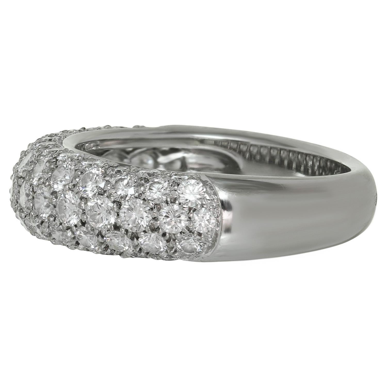 Cartier Pave Diamond 18k White Gold Band Ring 51 In Excellent Condition For Sale In New York, NY