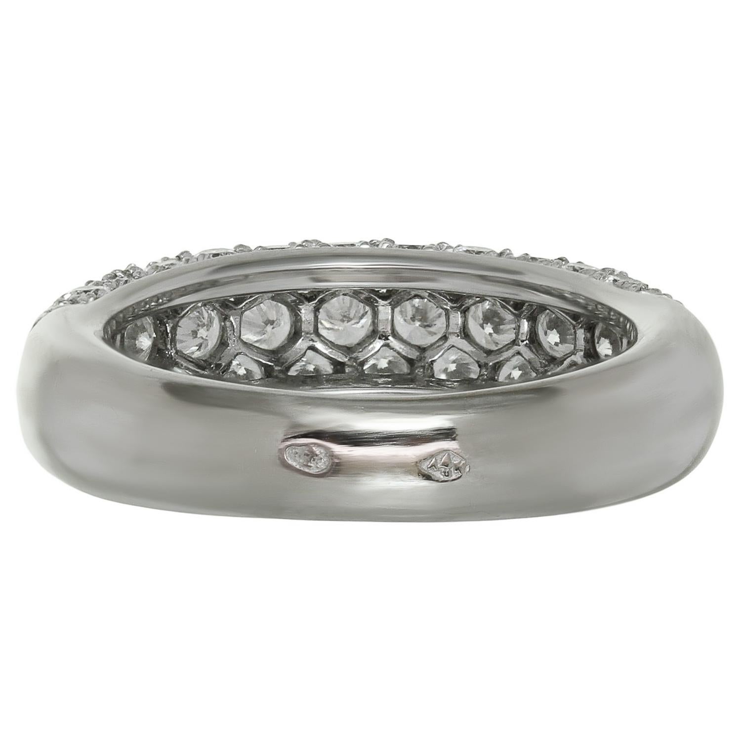 Cartier Pave Diamond 18k White Gold Band Ring 51 For Sale 1