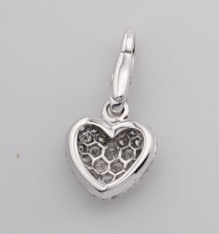 Cartier Pave Diamond 18k White Gold Heart Shaped Pendant Charm
