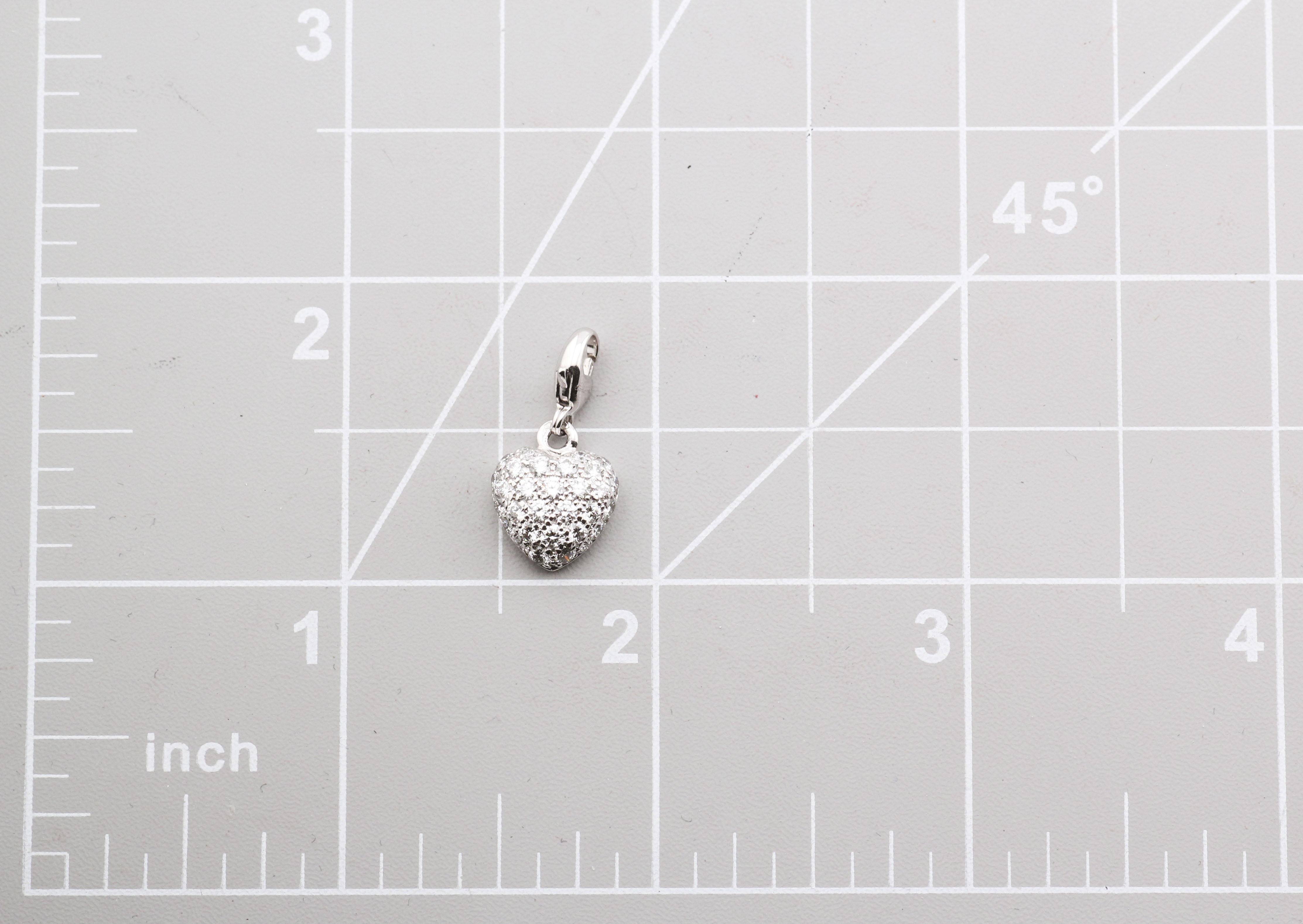 Cartier Pave Diamond 18k White Gold Heart Shaped Pendant Charm 2