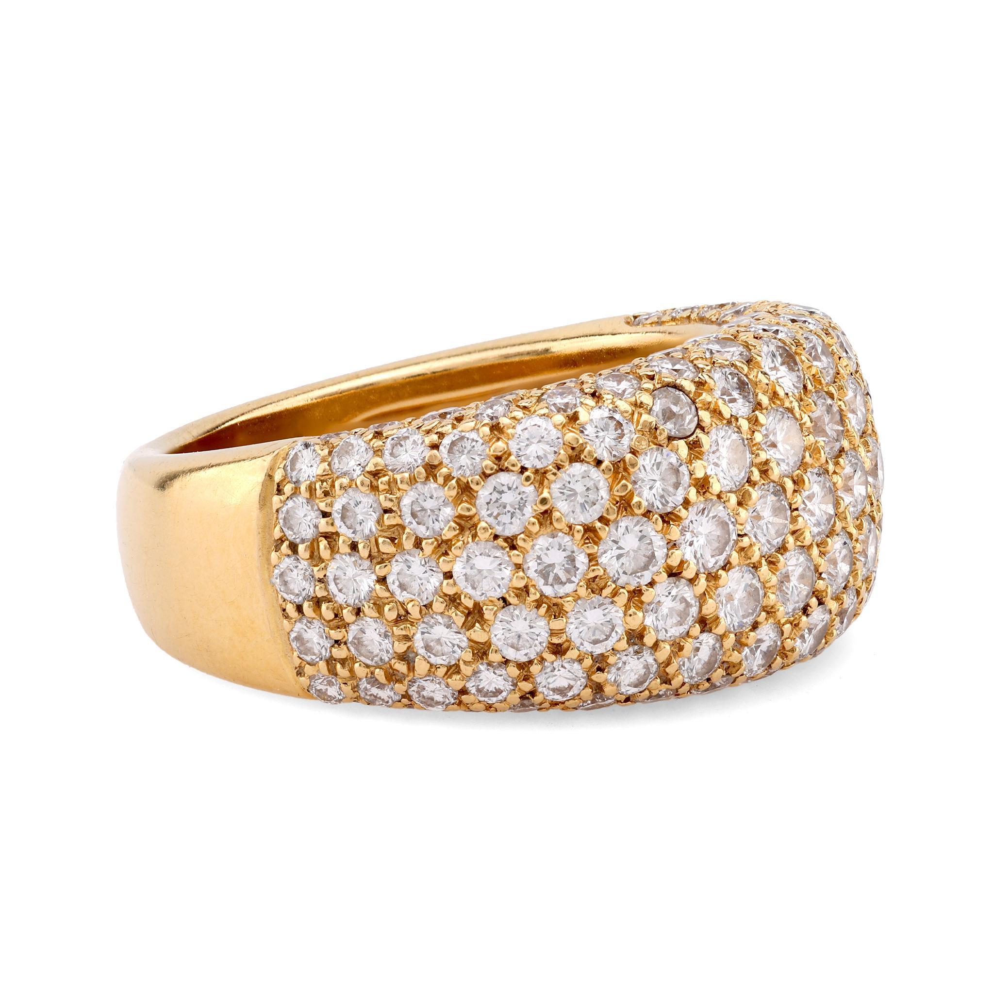 Modern Cartier pave diamond 18k yellow gold bombe style band For Sale