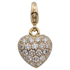 Cartier Pavé Diamond 18K Yellow Gold Heart Pendant Charm