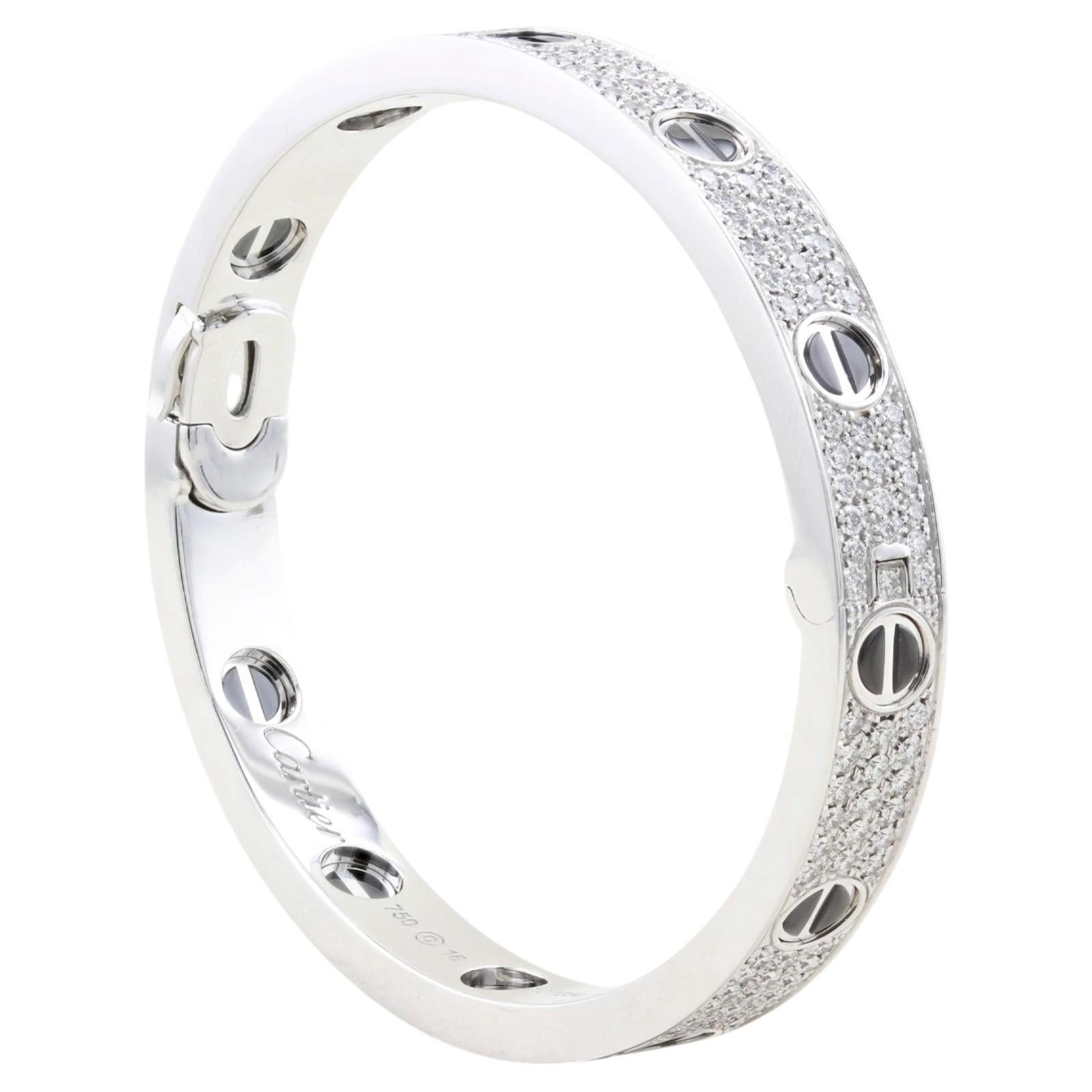 Cartier Pave Diamond and Ceramic Love Bracelet For Sale