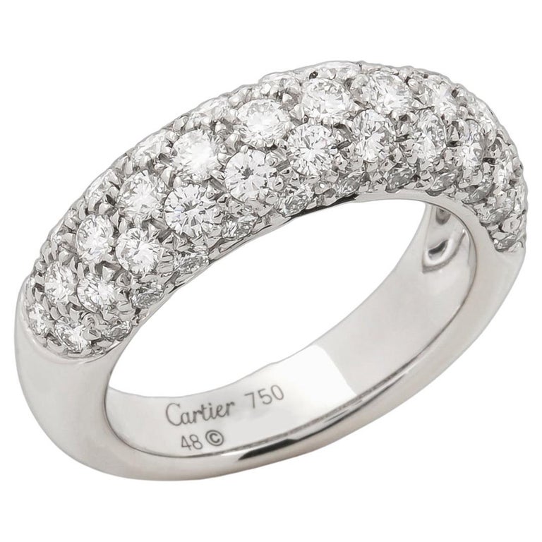 Anillo Cartier Estilo Bomba de Oro Blanco de 18 ct con Diamantes