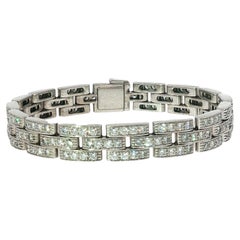 Cartier Pave Diamond Bracelet Maillon Panthere 18K White Gold Original Vintage
