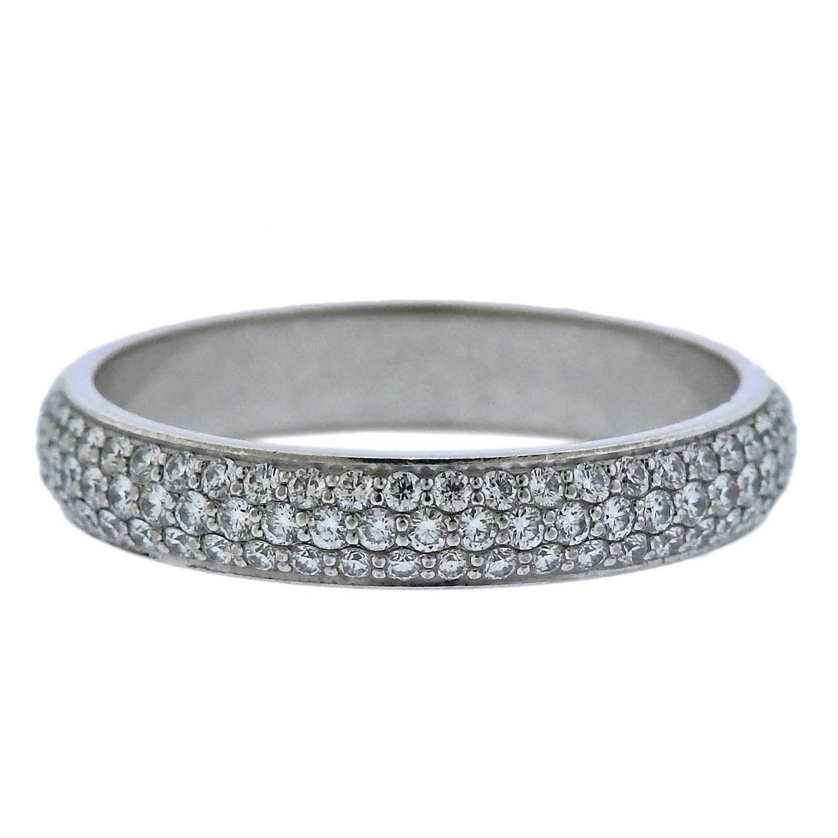 Cartier Pave Diamond Gold Eternity Wedding Band Ring