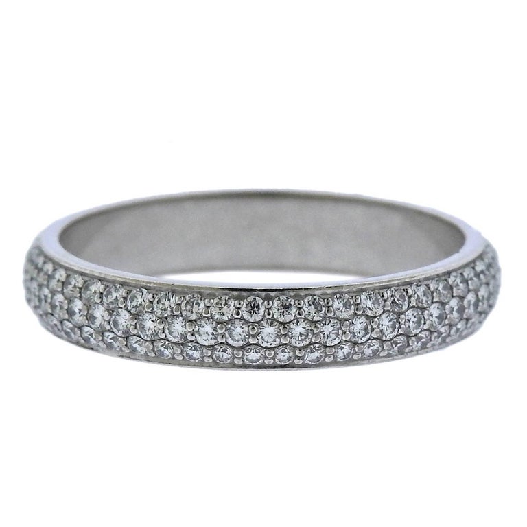 Cartier Pave Diamond Gold Eternity Wedding Band Ring at 1stDibs