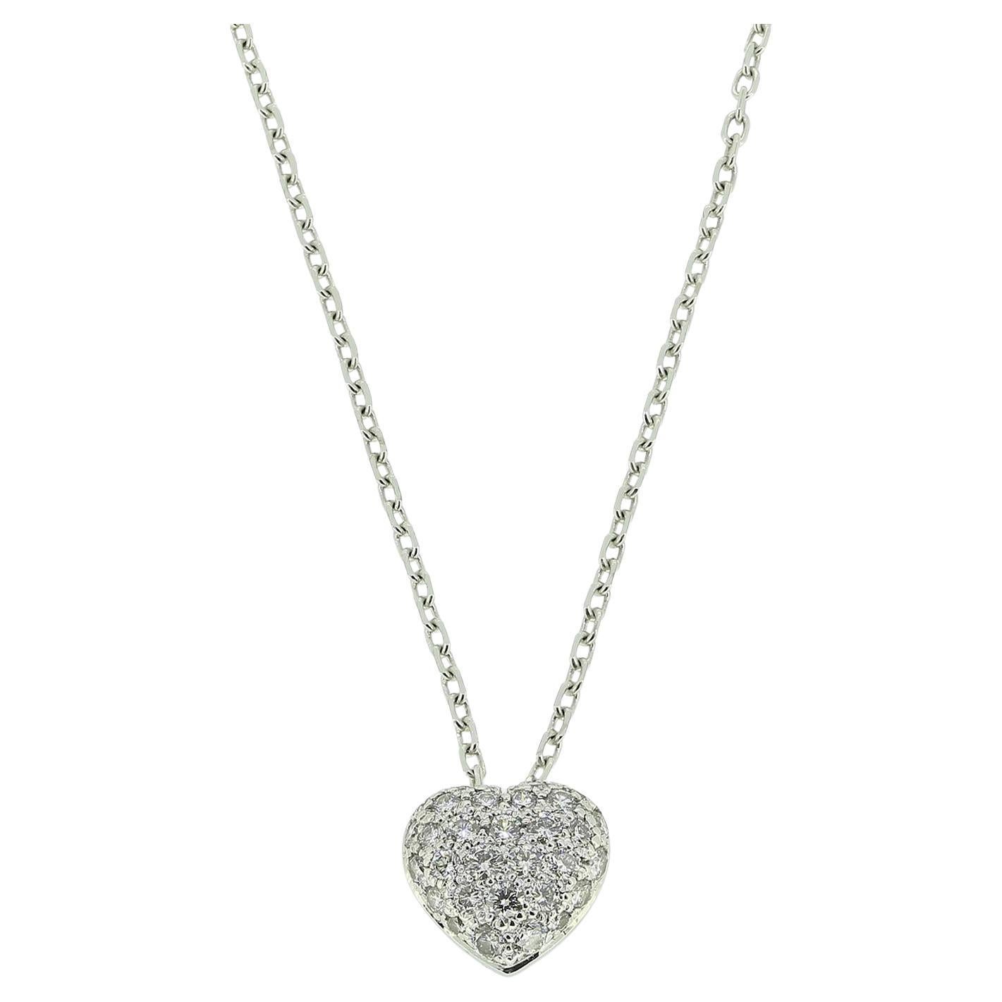 Cartier Pave Diamond Heart Necklace