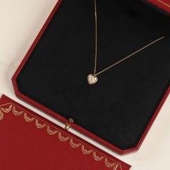 Cartier Pavé Diamond Heart Pendant Necklace 18K Rose Gold