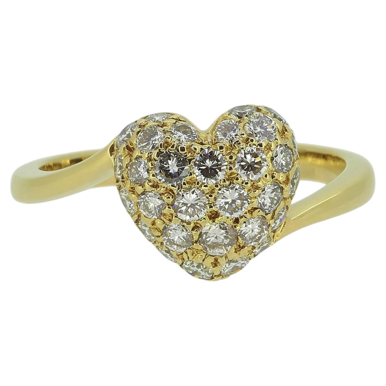 Cartier Pave Diamond Heart Ring For Sale