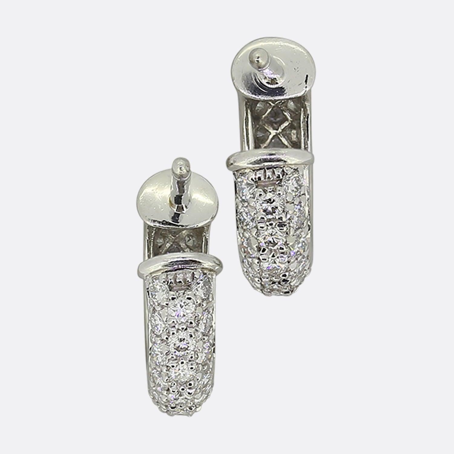 Brilliant Cut Cartier Pavé Diamond Hoop Earrings For Sale