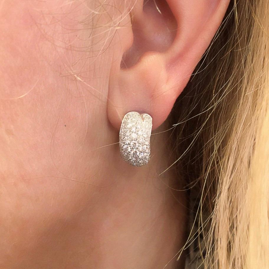 Women's or Men's Cartier Pave Diamond Hoop Earrings