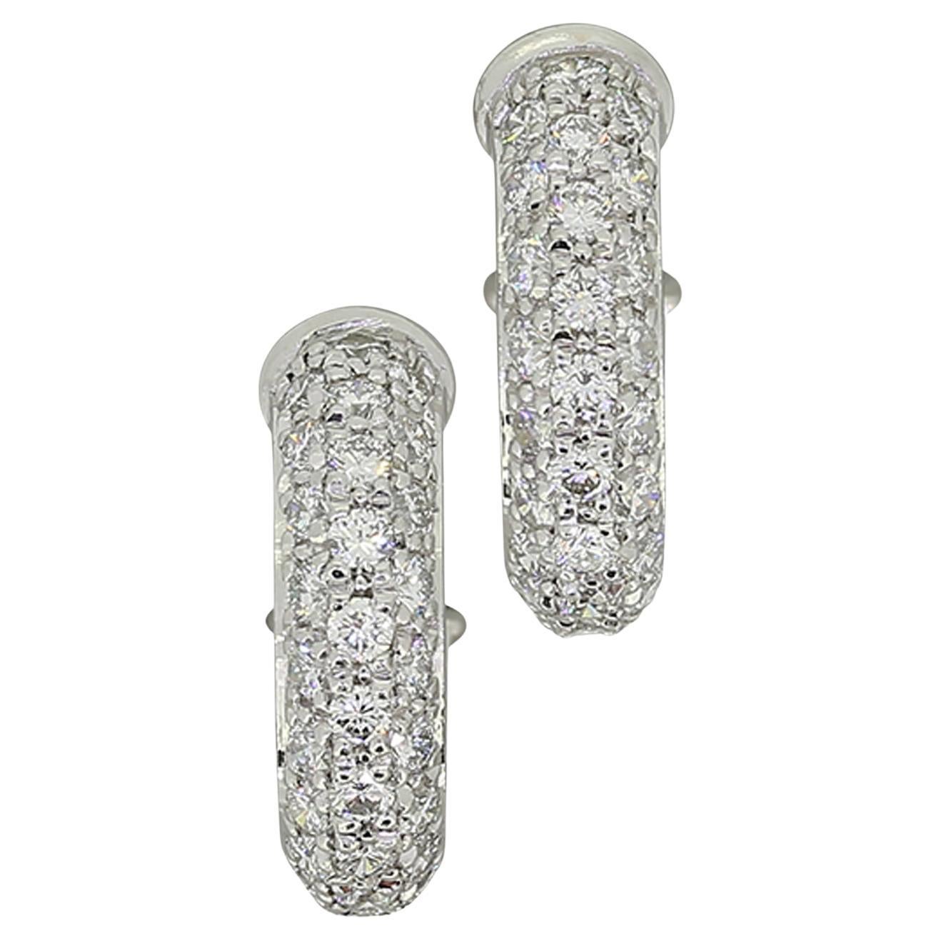 Cartier Pavé Diamond Hoop Earrings For Sale