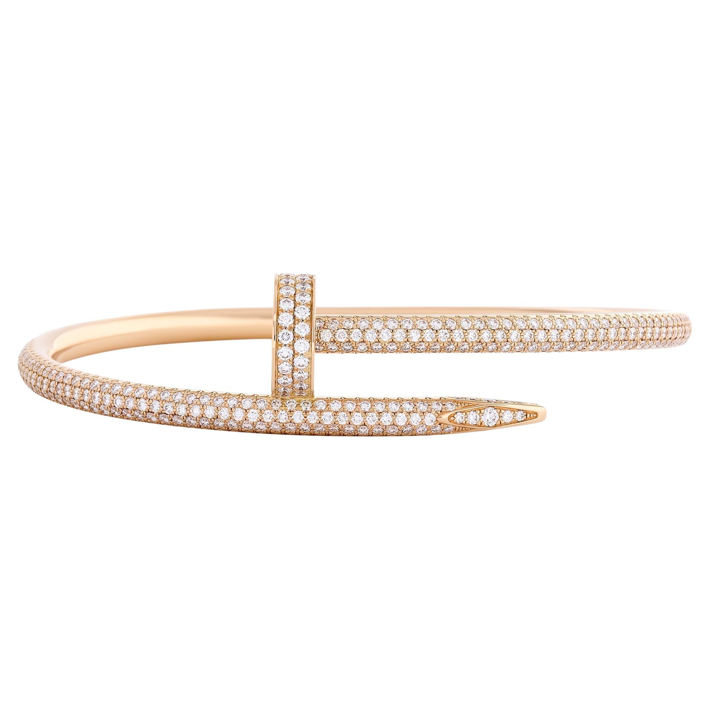 Cartier Juste un Clou Armband aus 18 Karat Roségold mit Pave Diamanten, Größe 16
