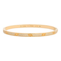 Cartier Pave Diamond Love Bracelet in 18k Yellow Gold with Box & Screwdriver