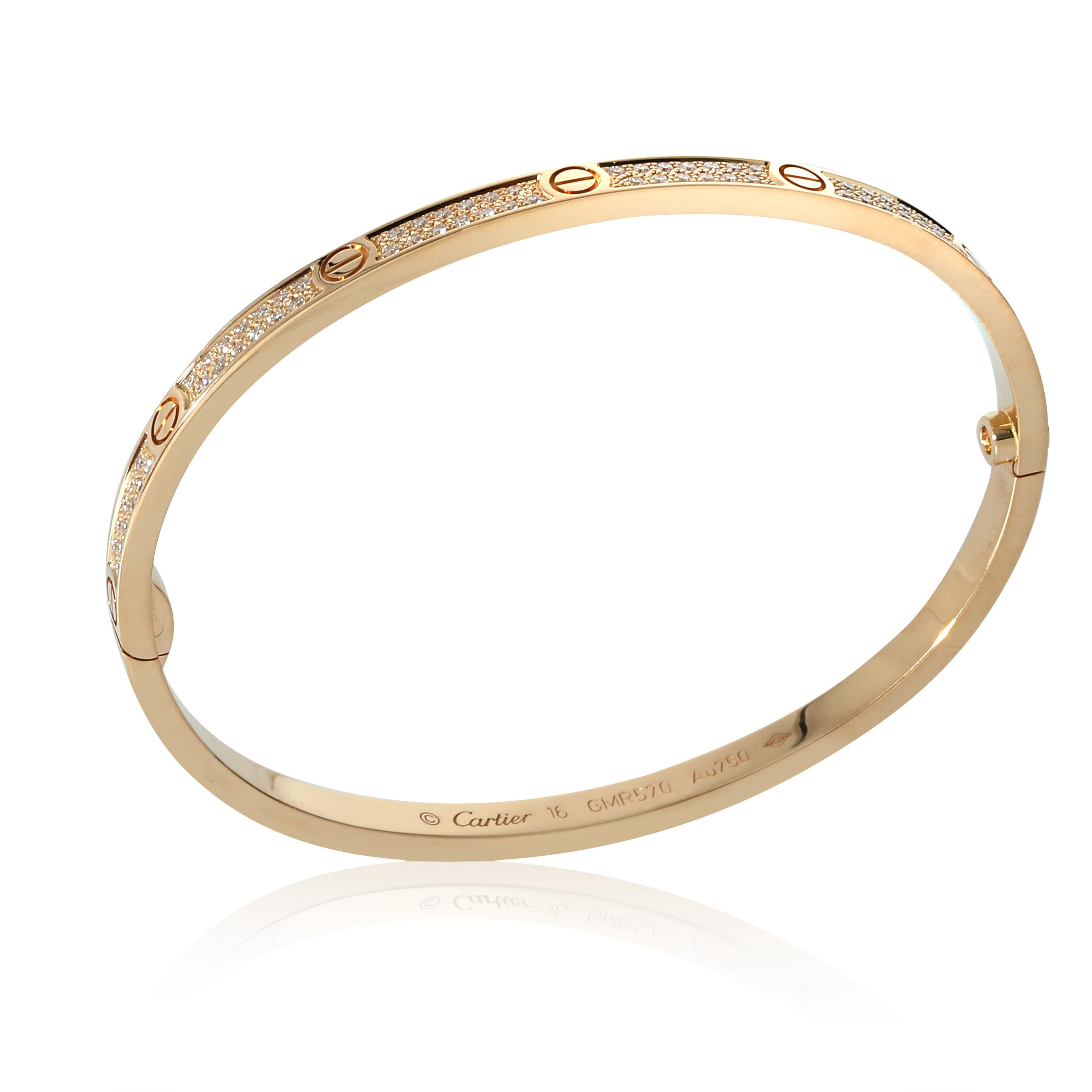 Pulsera Cartier Pave Diamond Love de oro amarillo de 18 quilates 0,95 qt en Excelente Estado en New York, NY