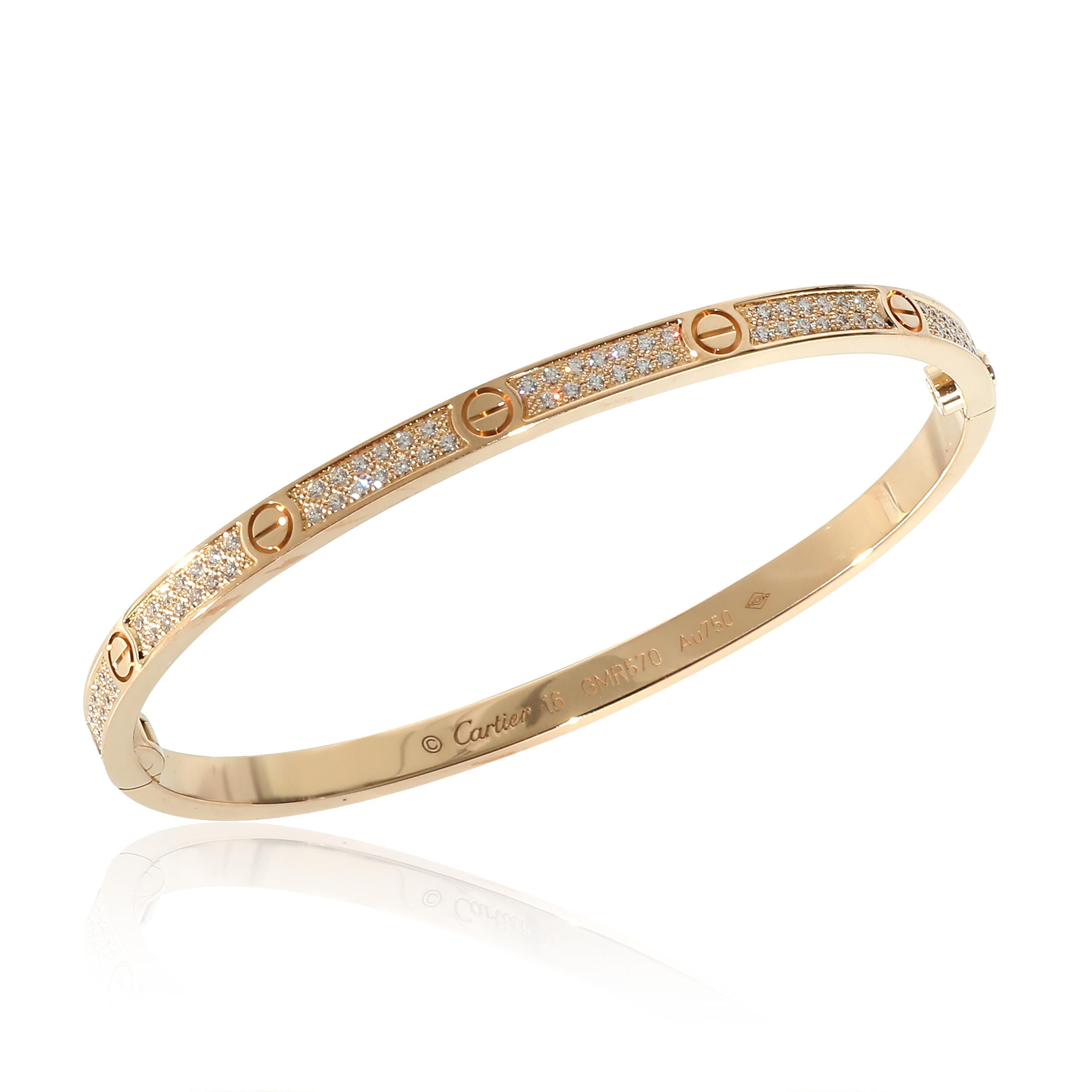 Pulsera Cartier Pave Diamond Love de oro amarillo de 18 quilates 0,95 qt 1