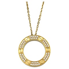 Collana con ciondolo Cartier Pavé Diamond Open Circle in oro giallo 18 carati