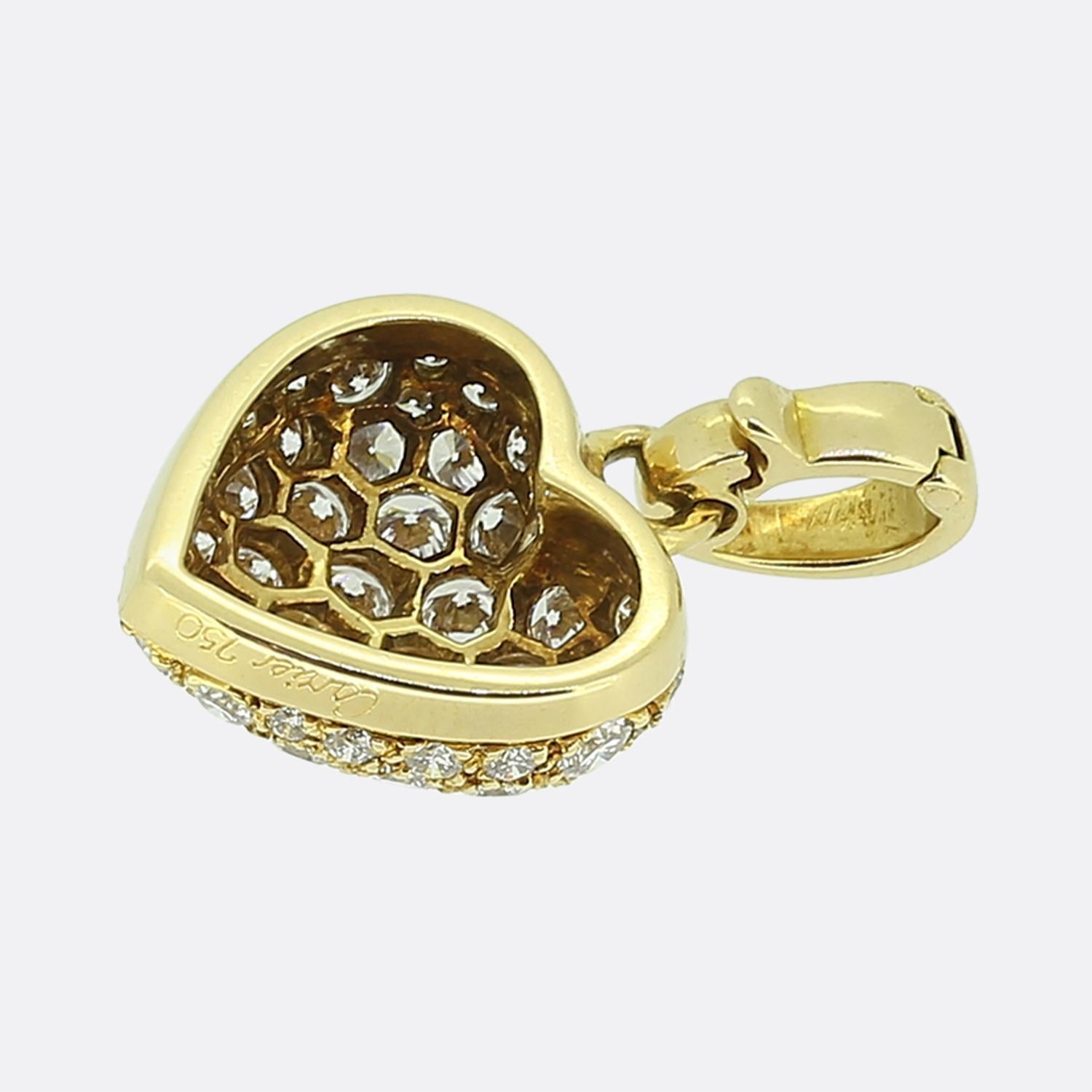 Brilliant Cut Cartier Pave Diamond Set Heart Pendant For Sale