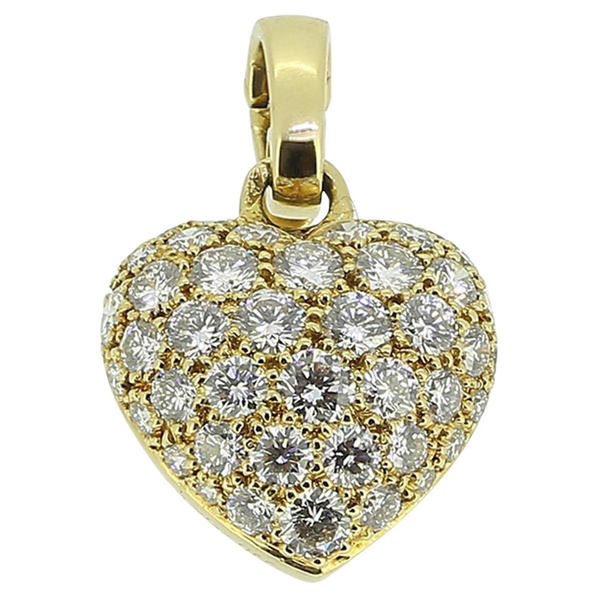 Cartier Pave Diamond Set Heart Pendant For Sale