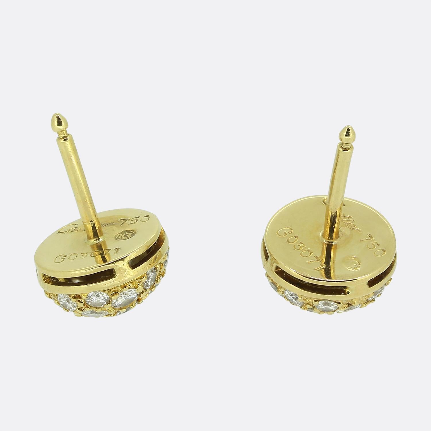 Brilliant Cut Cartier Pavé Diamond Stud Earring