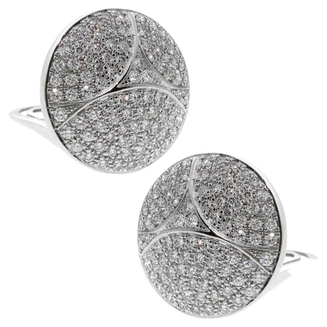 Chanel 0.56Cttw Double C Diamond Stud Earrings 18K White Gold