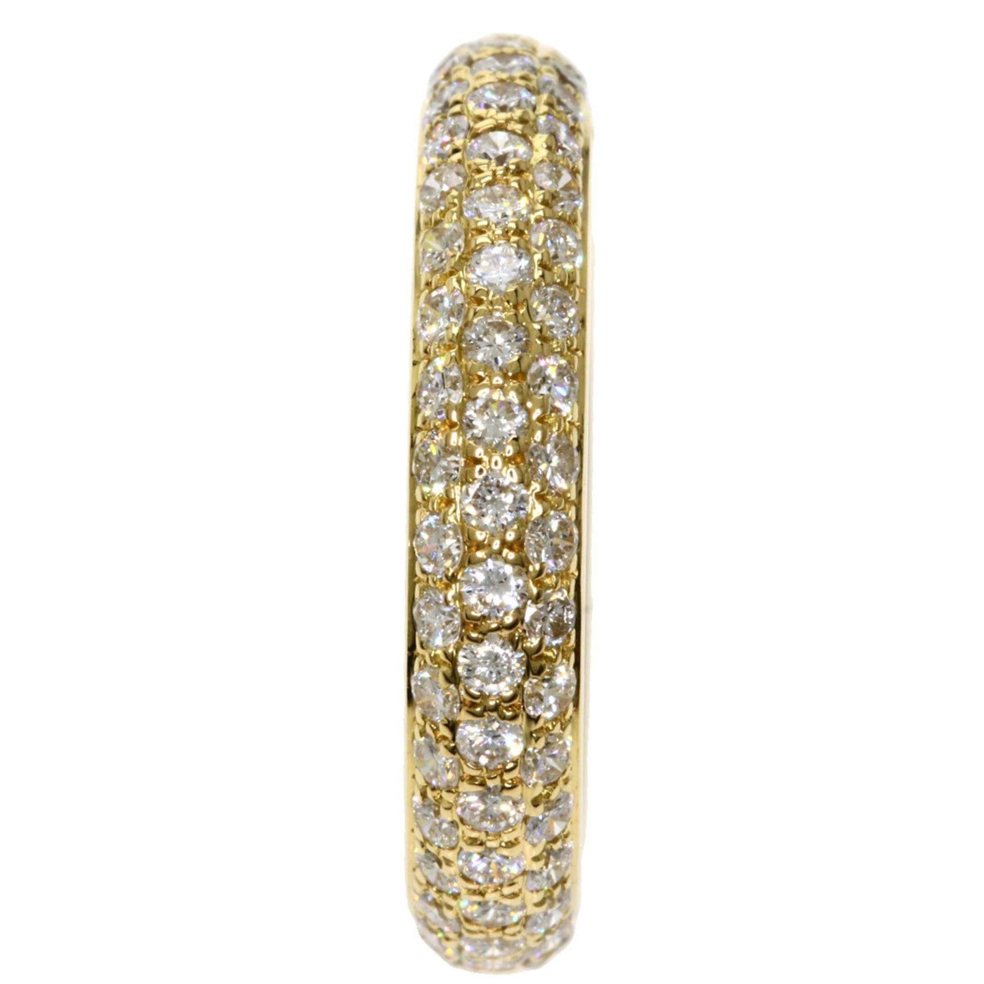 Women's Cartier Pave Eternity Full Diamond Ring in 18K Yellow Gold For Sale