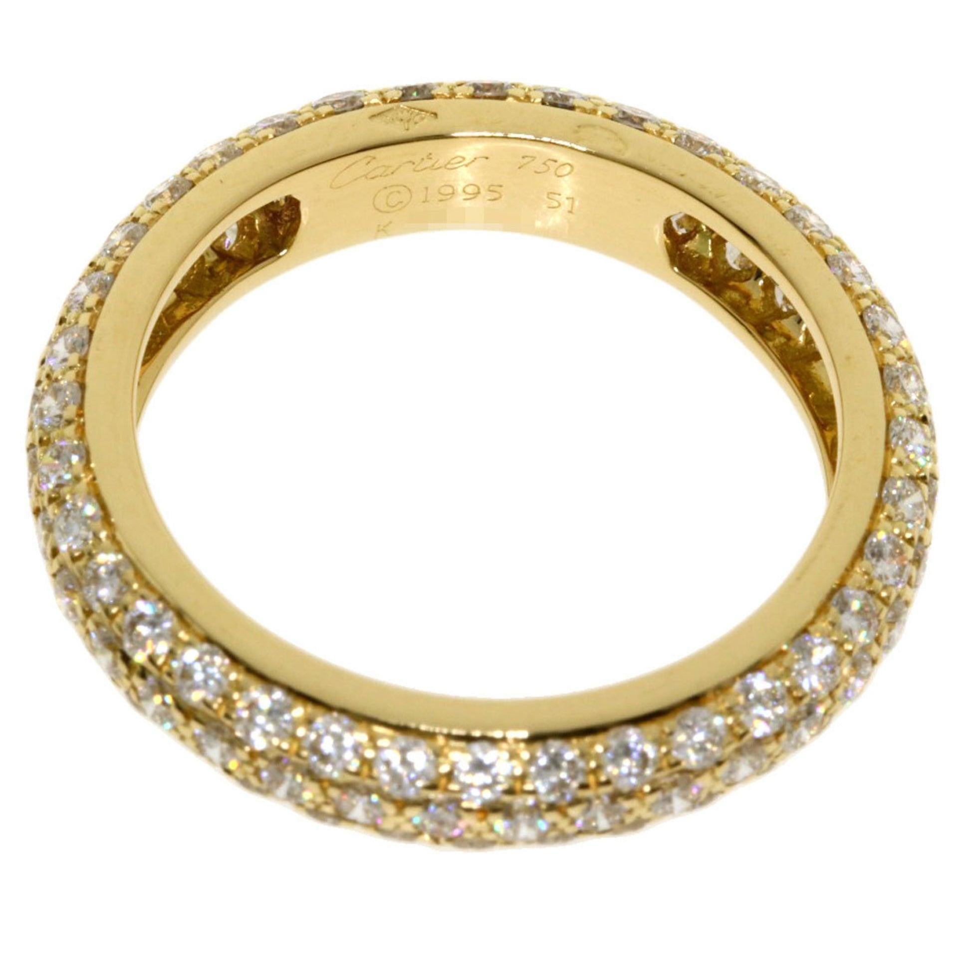 Cartier Pave Eternity Full Diamond Ring in 18K Yellow Gold For Sale 1
