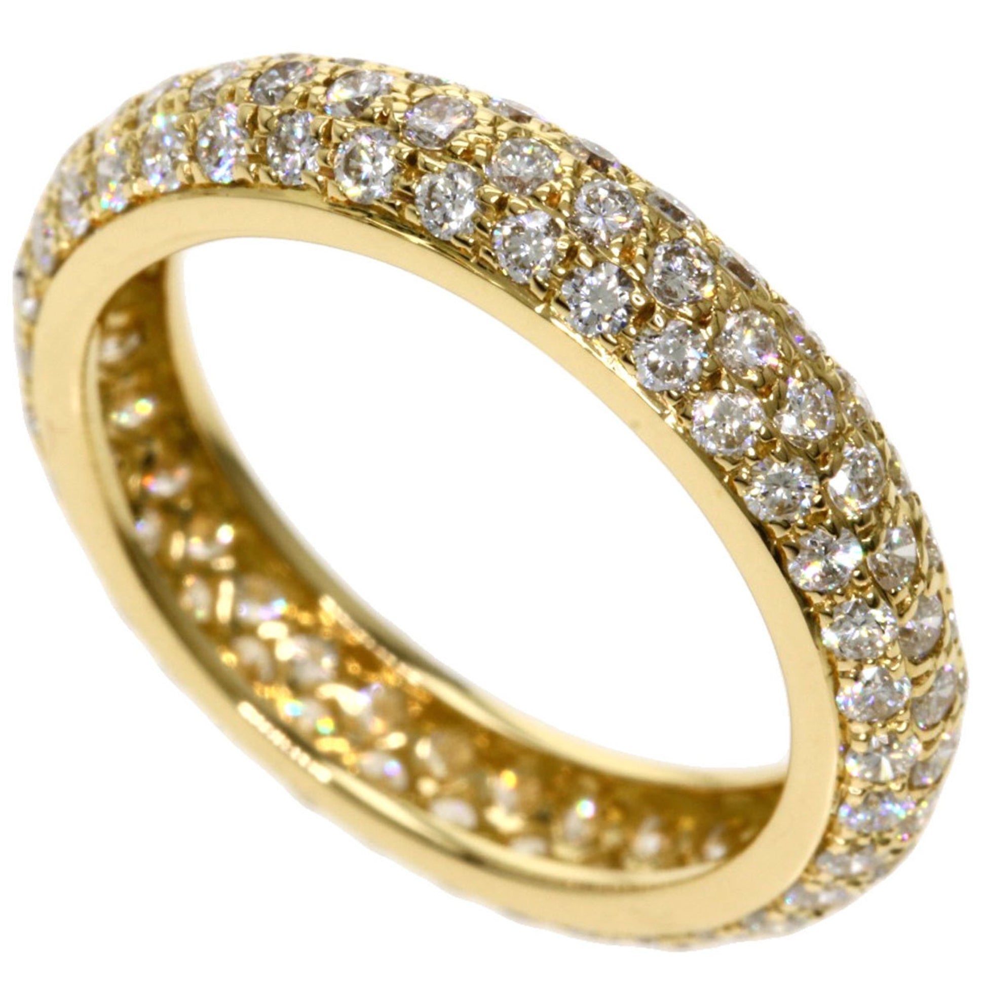 Cartier Pave Eternity Full Diamond Ring in 18K Yellow Gold For Sale