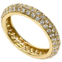 Cartier Pave Eternity Full Diamond Ring in 18K Yellow Gold