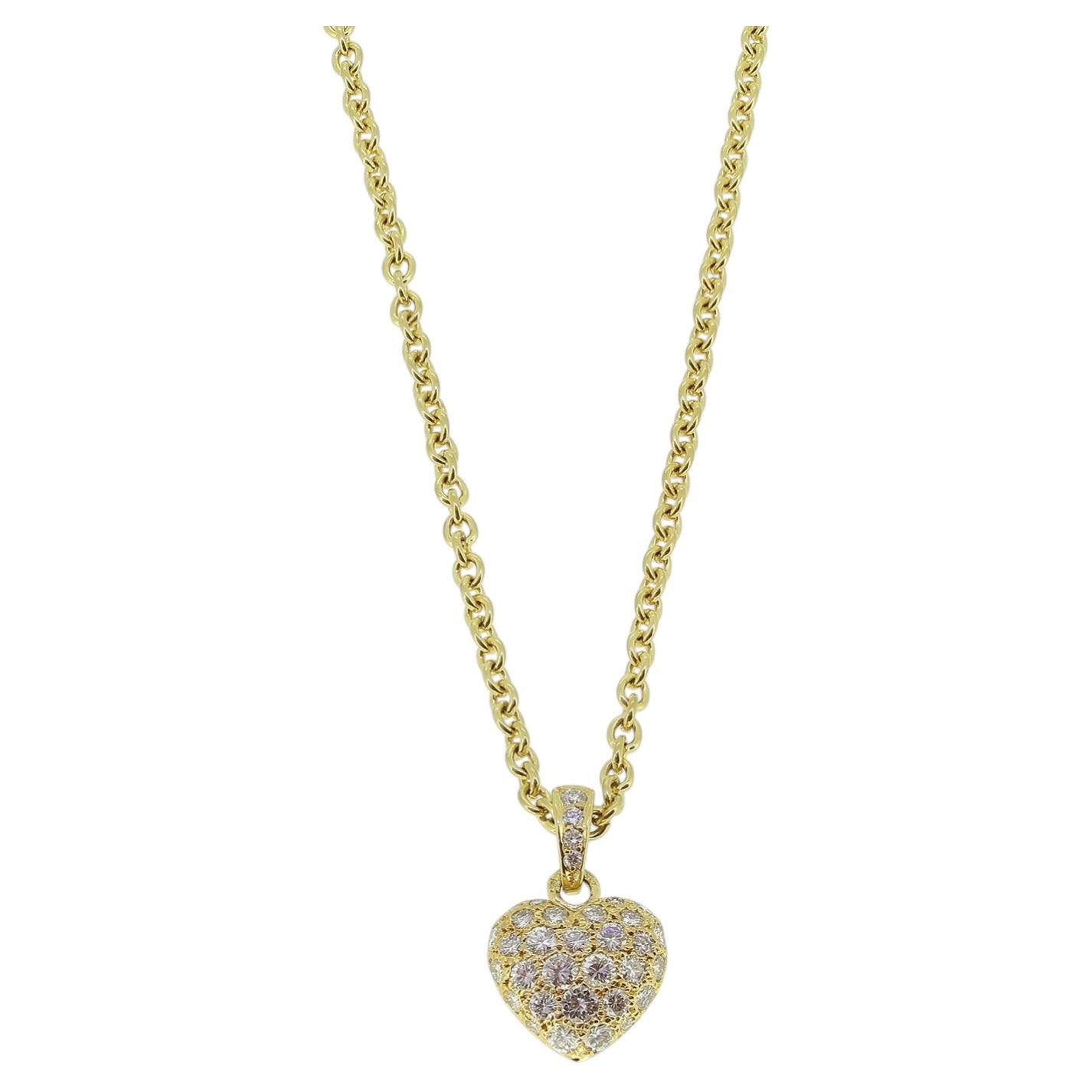 Collier avec pendentif en forme de cœur pavé de pierres précieuses Cartier