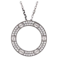Cartier Pave Love Pendant Necklace 18k White Gold and Diamonds