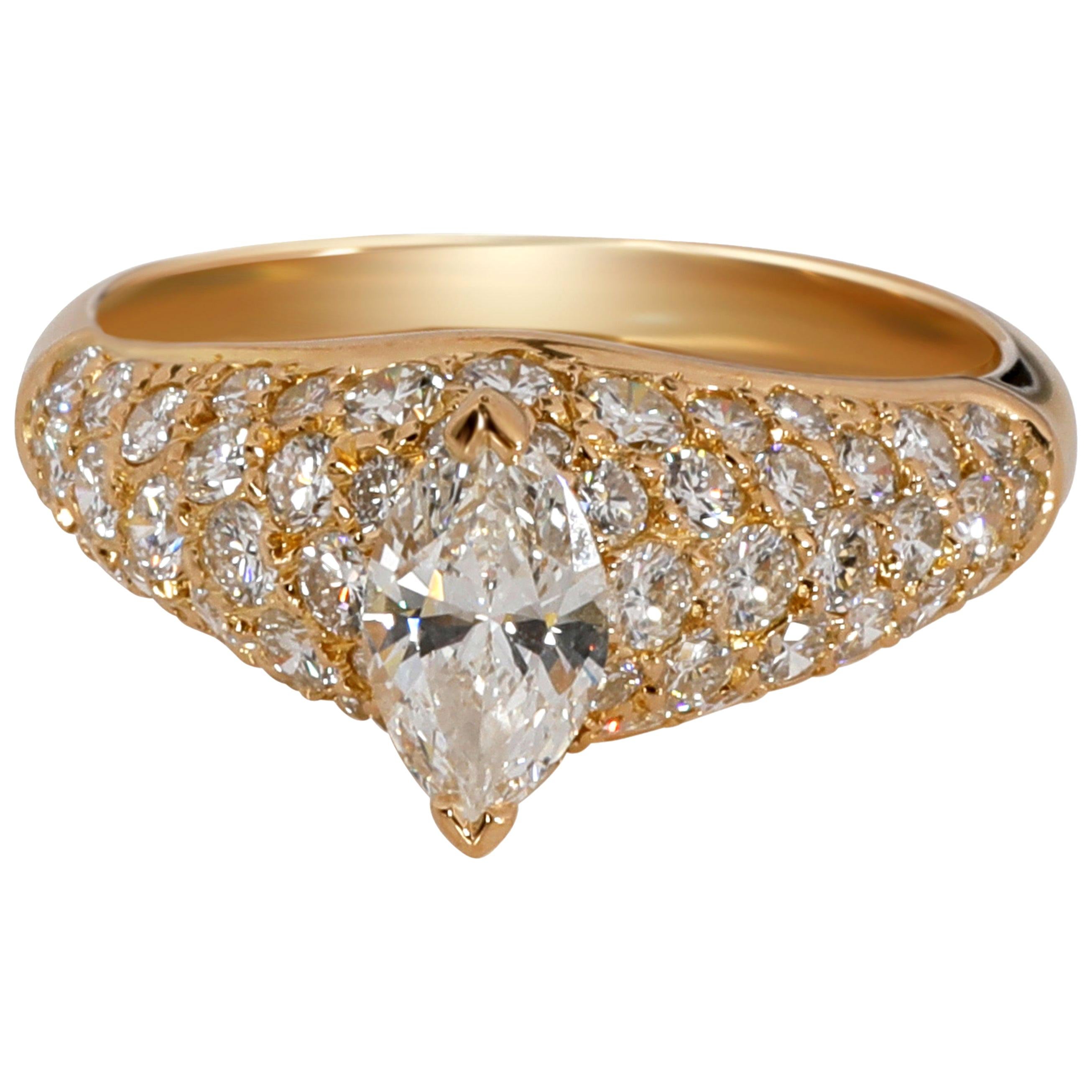 Cartier Pave Marquise Diamond Engagement Ring in 18 Karat Yellow Gold 1.9 Carat