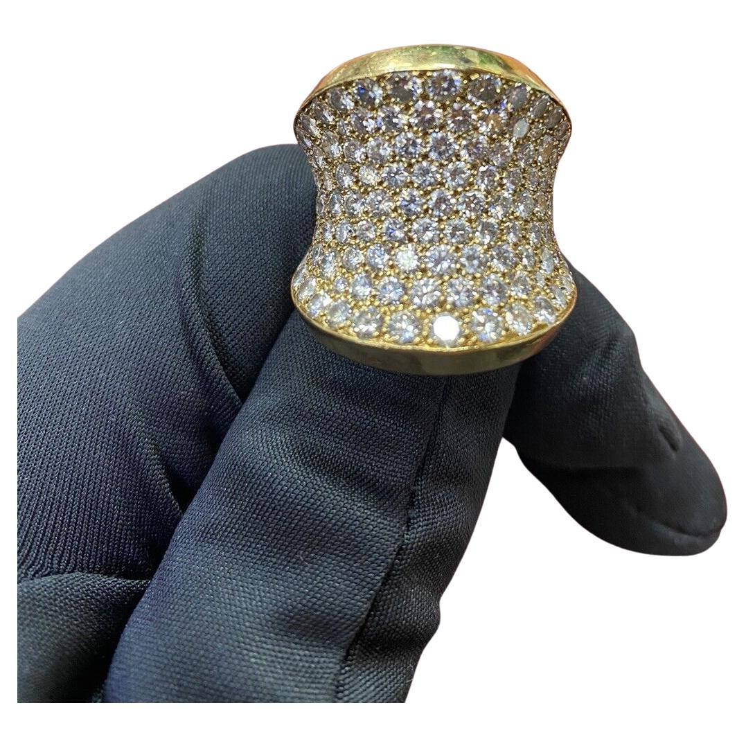 Anello Cartier Pave Set 6.5CT con calice di diamanti in oro rosa 18k con COA in vendita