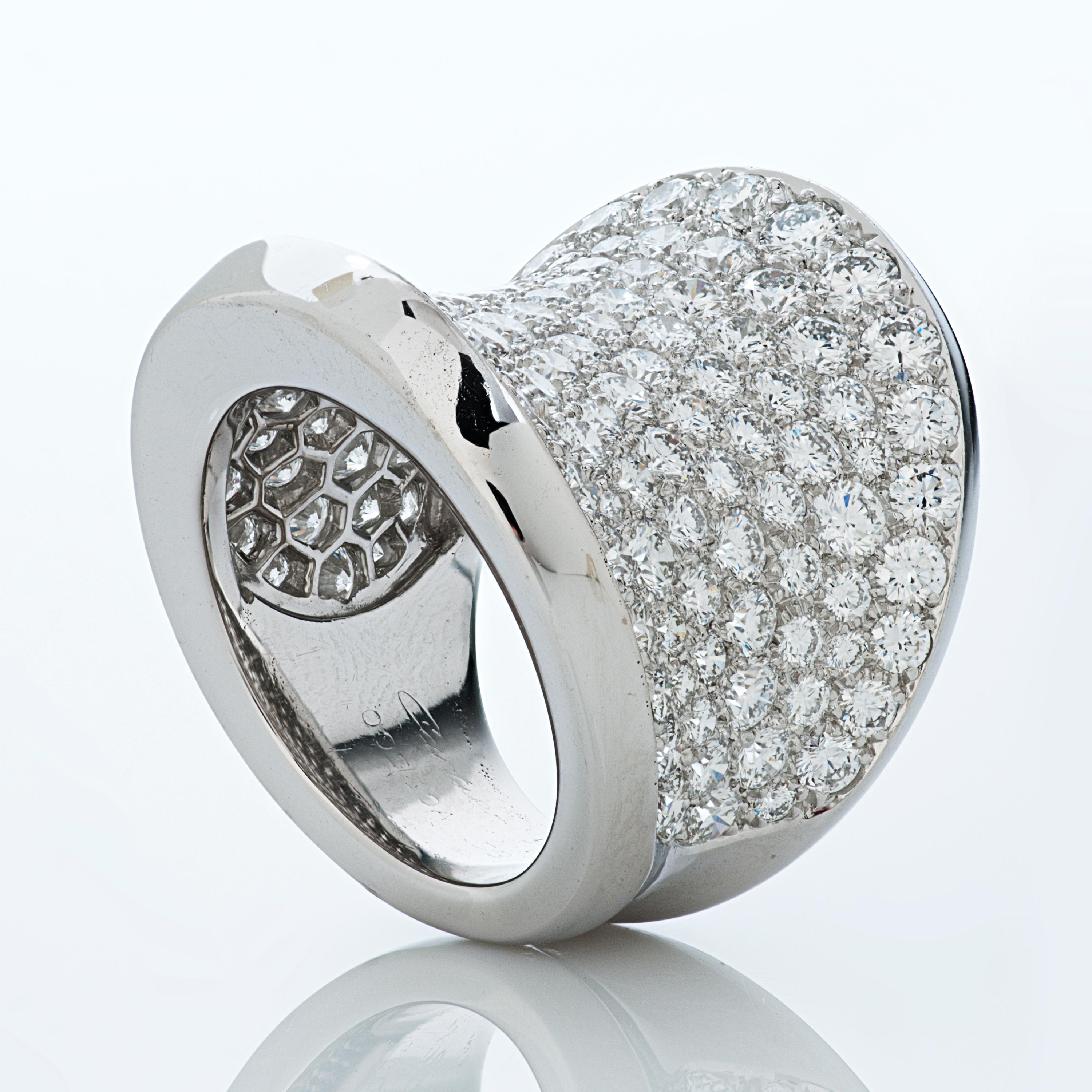 Cartier Pave Set 6.60ct Diamond Chalice Ring in 18k White Gold, French  Hallmarks For Sale at 1stDibs
