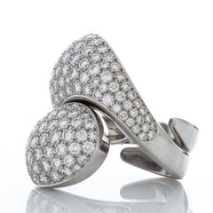 Cartier Pave Set Diamond Bypass Dome Ring in 18k White Gold