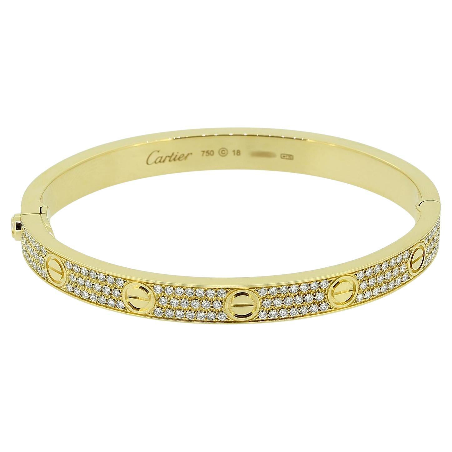 Cartier Pavé Set Diamond Classic Model LOVE Bangle Size 18