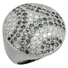 Cartier Pave White and Black Diamond White Gold Dome Ring