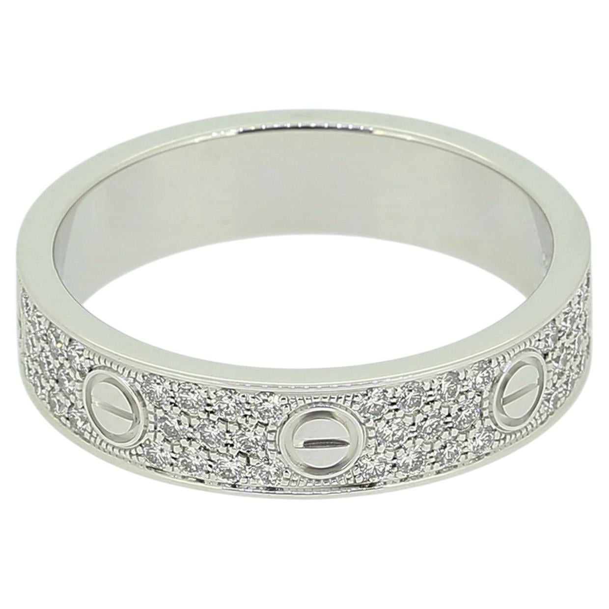 Cartier Paved Diamond Small LOVE Ring Taglia O (55)