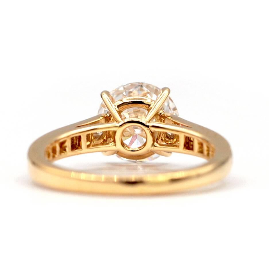 Round Cut Cartier paved solitary 1985 Diamond Engagement Ring set with 2.02 Cts. D VS1 GIA